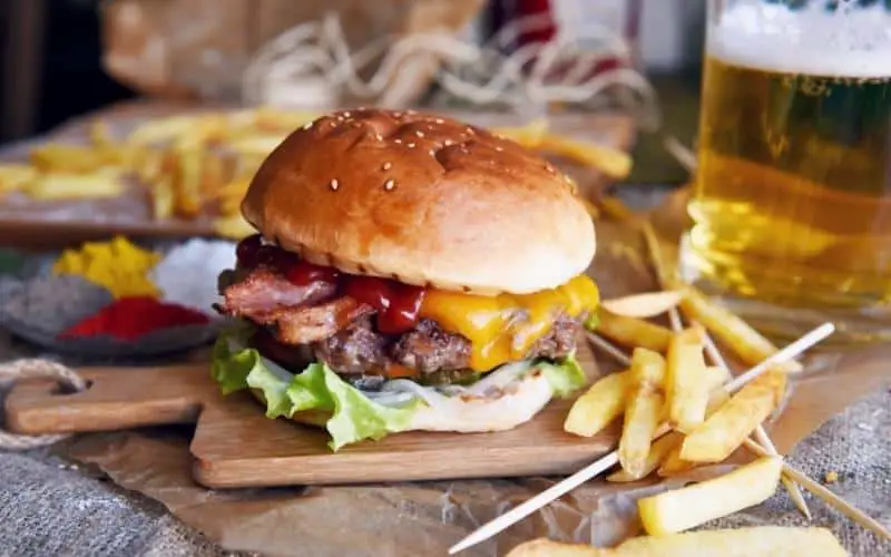 Burger with French fries