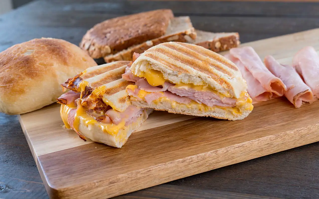 Panini sandwich with ham and cheese