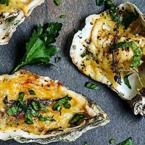 Oysters with garlic and cheese
